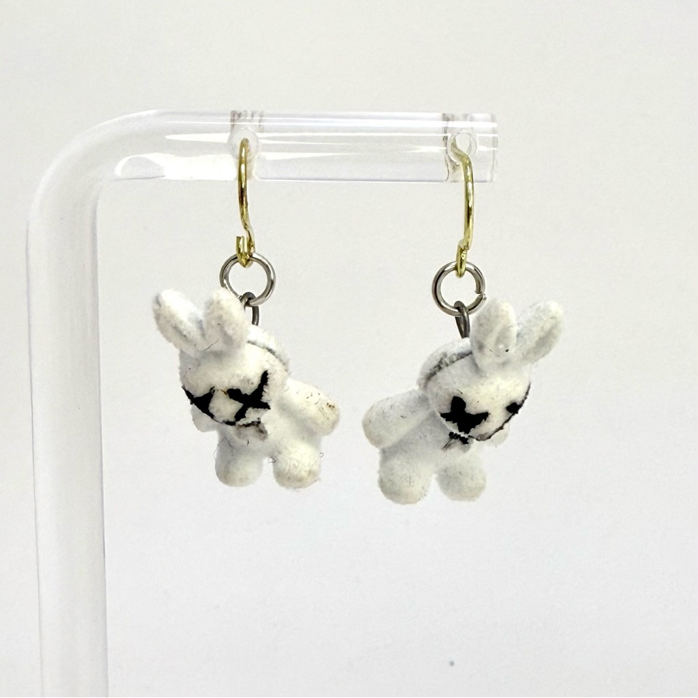 Handmade Halloween Creepy White Bunny Zombie Earrings